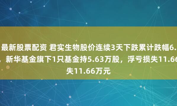 最新股票配资 君实生物股价连续3天下跌累计跌幅6.21%，新华基金旗下1只基金持5.63万股，浮亏损失11.66万元